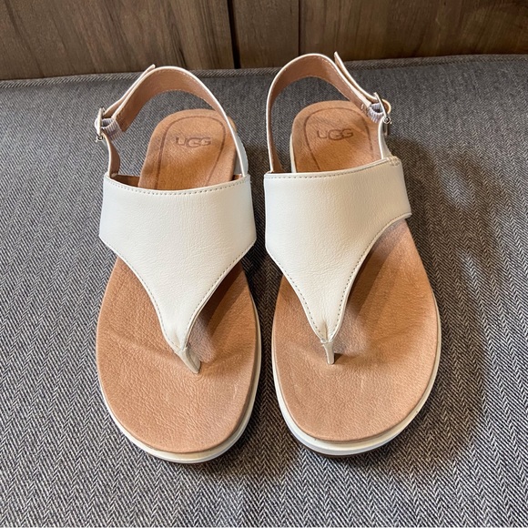UGG Shoes - NWOB Ugg Alesia Sandals Size 6 White Leather Adjustable Sling Back